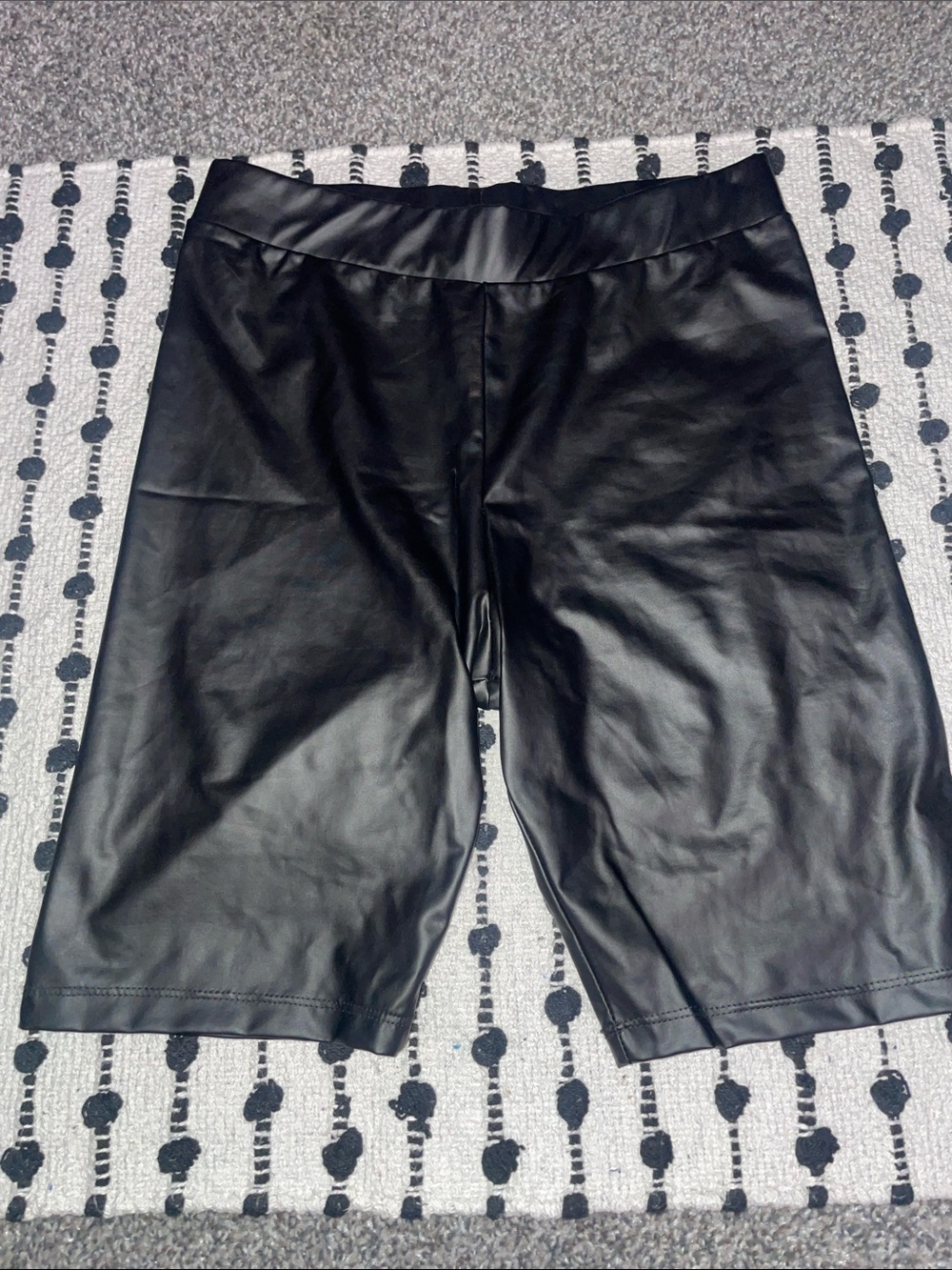 Black Faux Leather Women's Bike Shorts